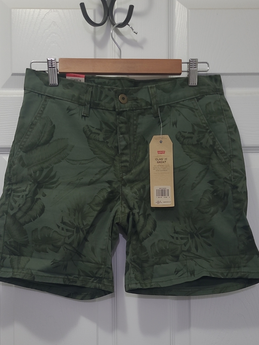 Womens Classic Olive Green Printed Shorts